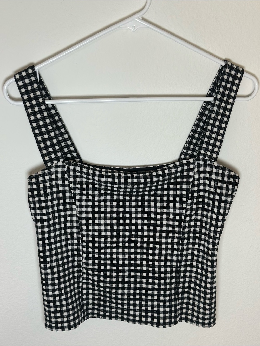 Divided Black & White Gingham Square-Neck Mini Dress